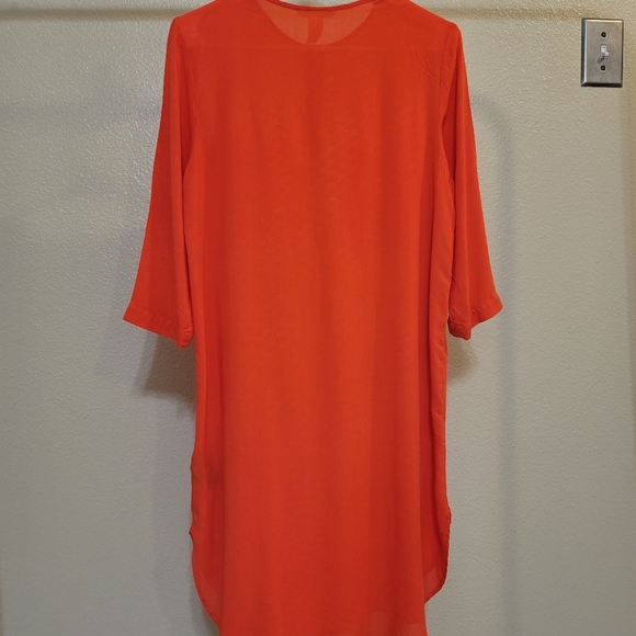 H & M Women Orange Red Shirt Dress Size 2 Relax Summer Spring Casual Cute Fall - Picture 2 of 8